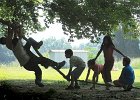 KidsPlayTreeLimb copy  Children, including (from left to right) Adrian Paniagua, 9, Augustin Paniagua, 11, Thomas Armfield, 8, McKenzie Armfield, 6, Julieta Paniagua, 6, and Jada Armfield, 9, play on a tree limb together between the two neighbors&#39; homes  in Woodruff, SC Tuesday morning, 5-30-06. The children are enjoying their summer vacation since getting out of school last week. (AP Photo/Spartanburg Herald-Journal/Tim Kimzey)